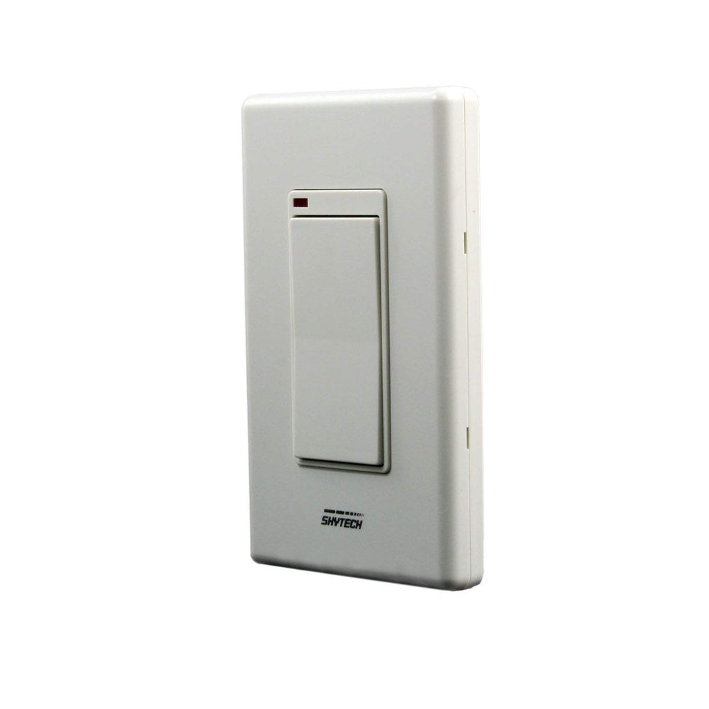 Wall-mounted wireless fireplace remote control with large rocker switch, white and gray