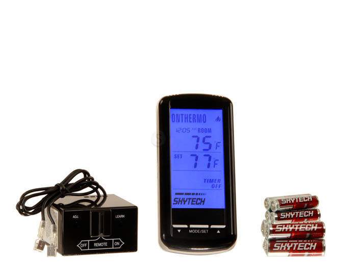 Fireplace timer thermostat remote control with backlit display and learn controls