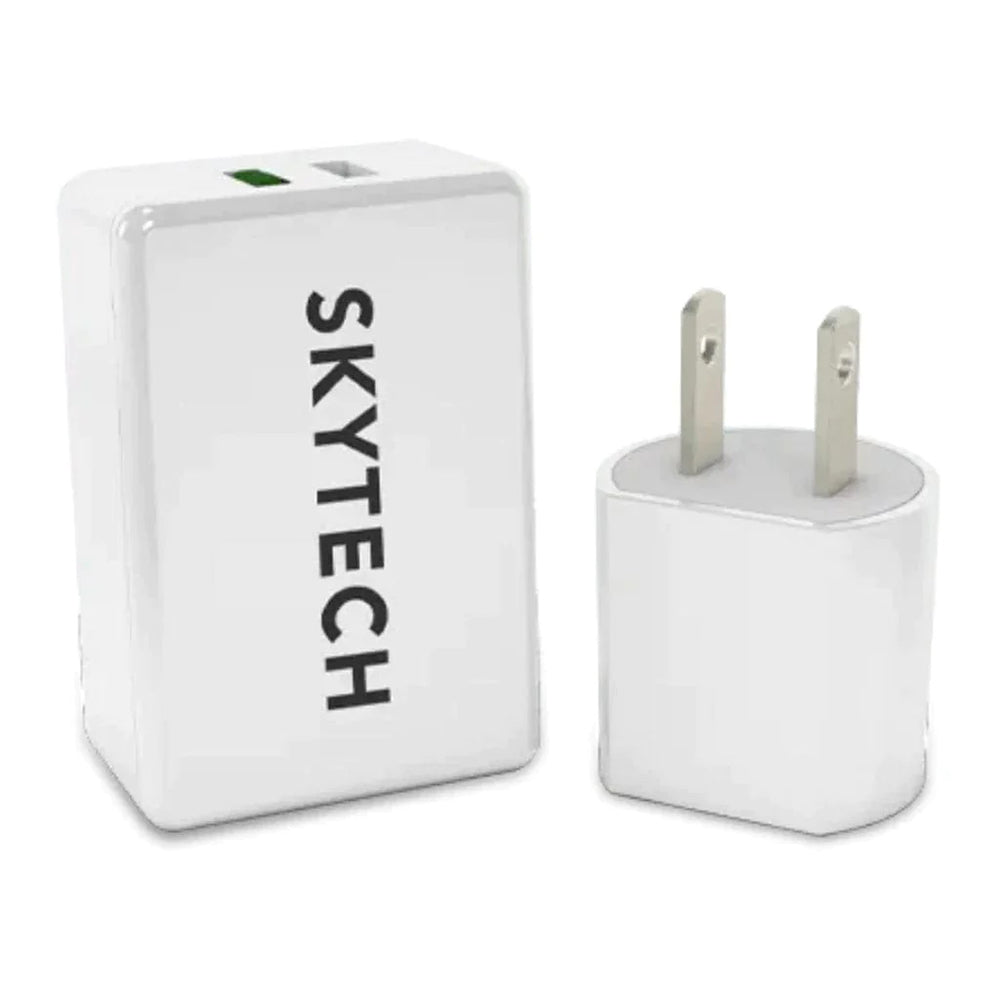 Smart home fireplace remote transmitter with two-prong plug adapter, white