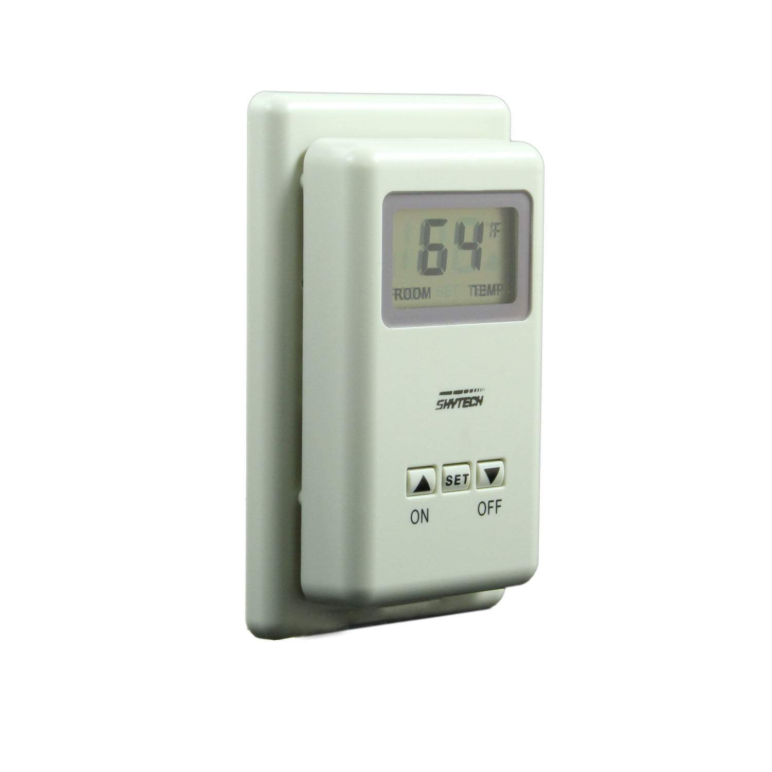 Thermostat remote transmitter with illuminated display and keypad, white housing