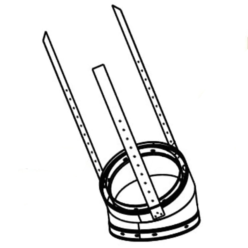 Degree elbow offset return pipe assembly with two vertical tubes and circular base
