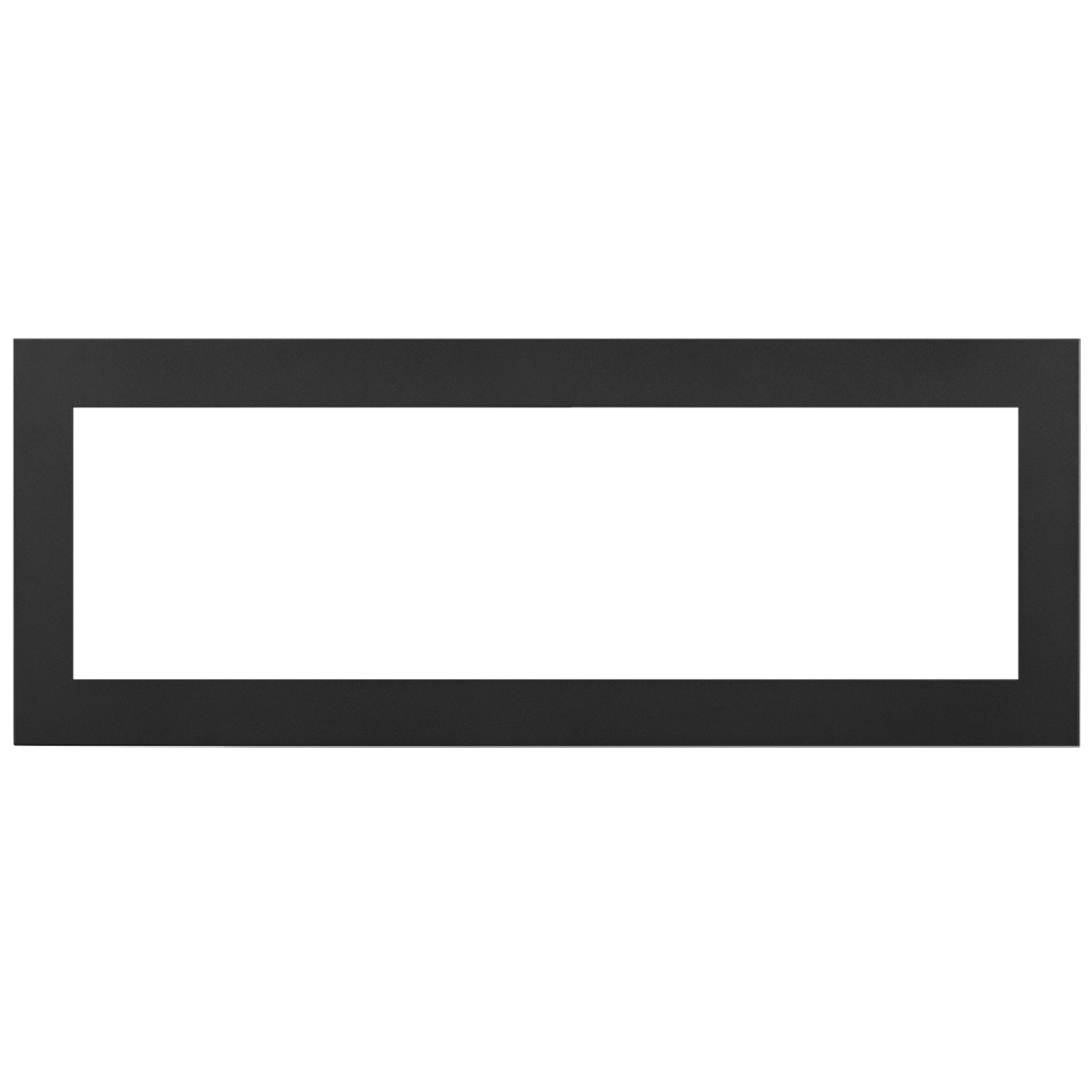 Black fireplace surround frame with rectangular opening