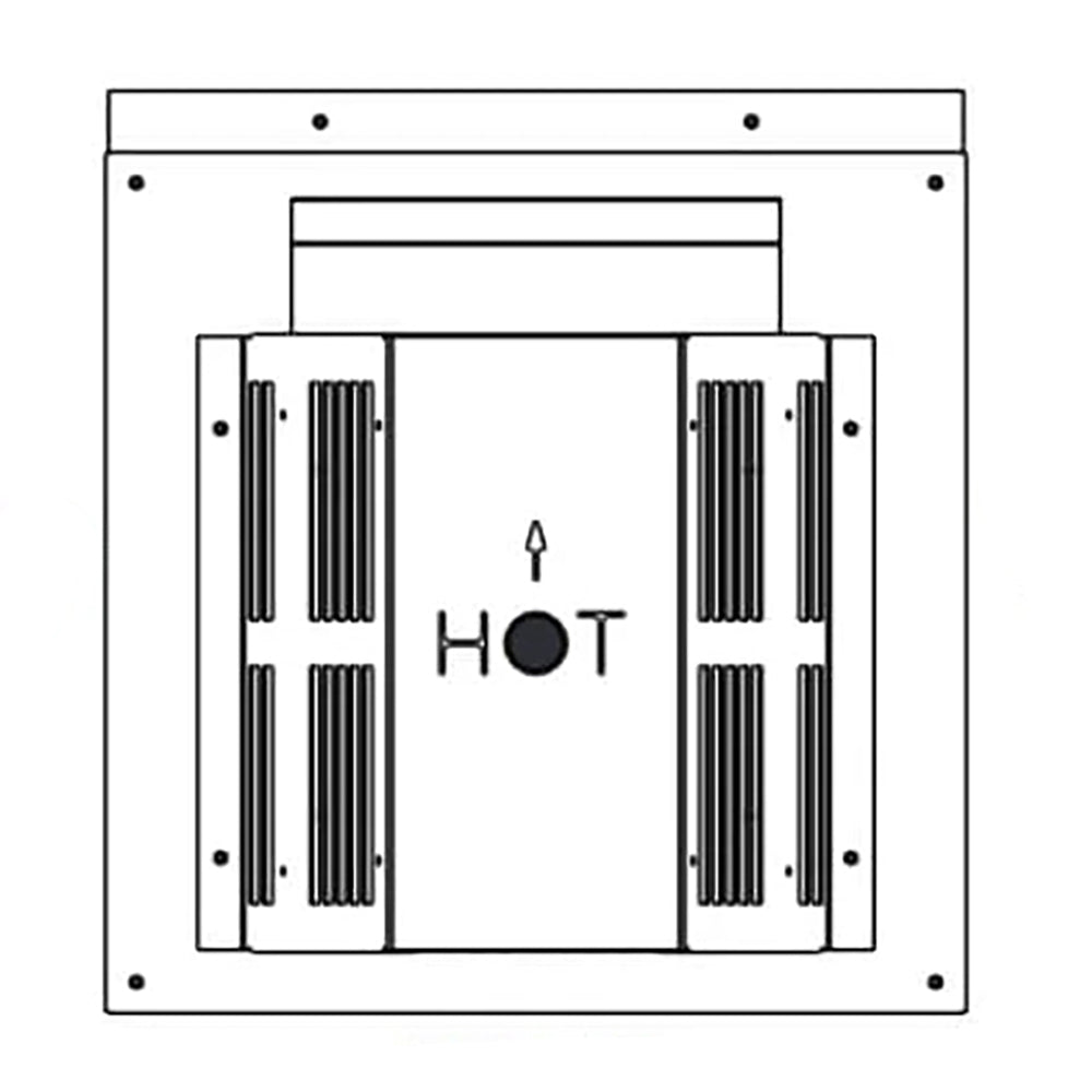 Trapezoid vent termination kit with cap and wall thimble, slotted grille and HOT