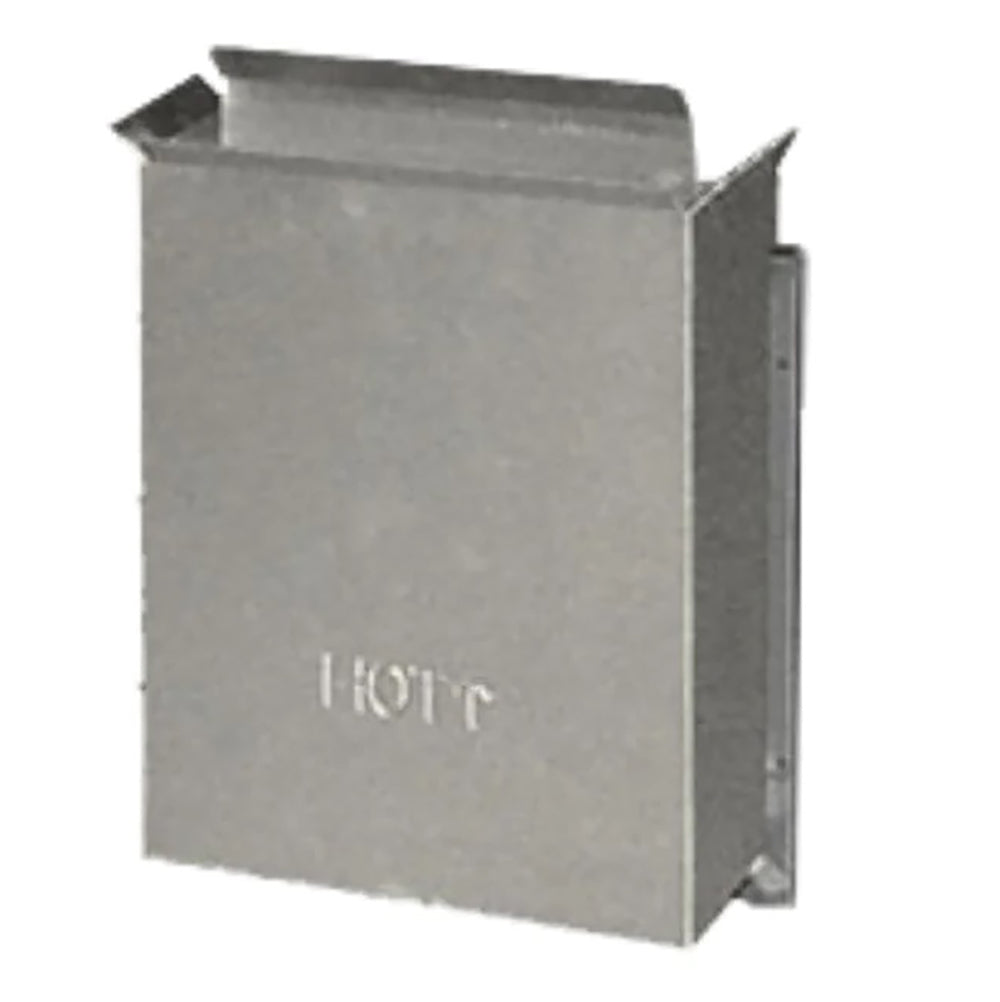 Horizontal snorkel cap, gray metal, rectangular duct cover with side opening