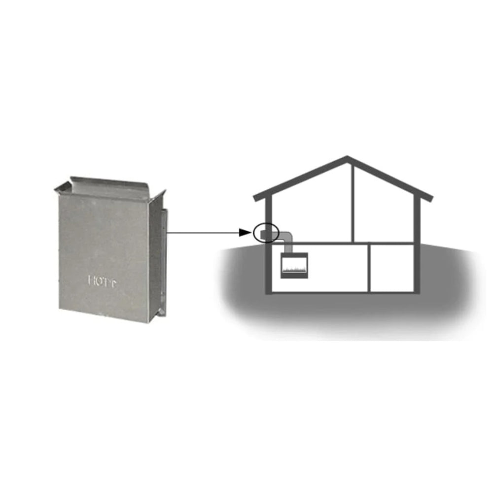 Gray horizontal snorkel cap with side wall opening, rectangular vent cover