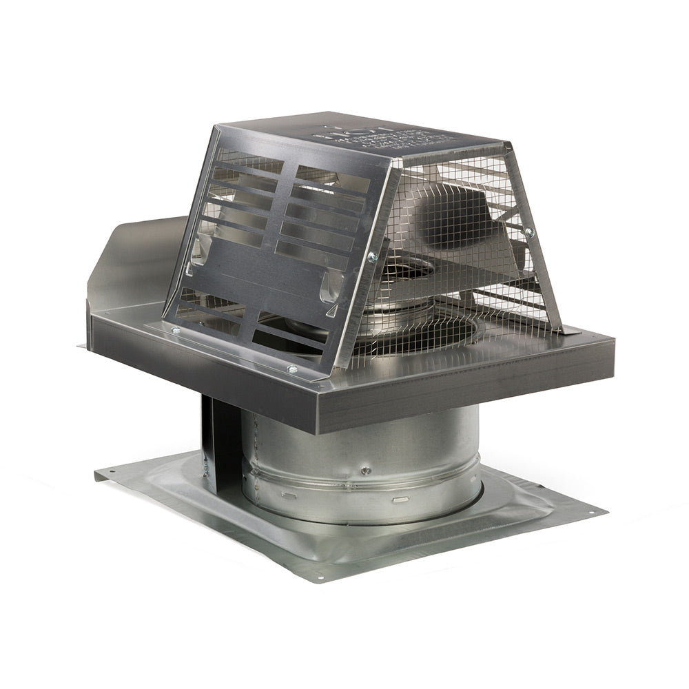 Metal chimney termination cap with short flue, mesh spark screen and trapezoid top