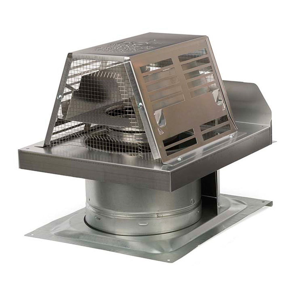 Metal chimney termination cap with short flue, mesh spark screen and hinged side panels