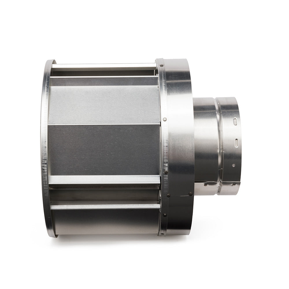 Metal vent termination cap with storm collar, cylindrical with flanged edges