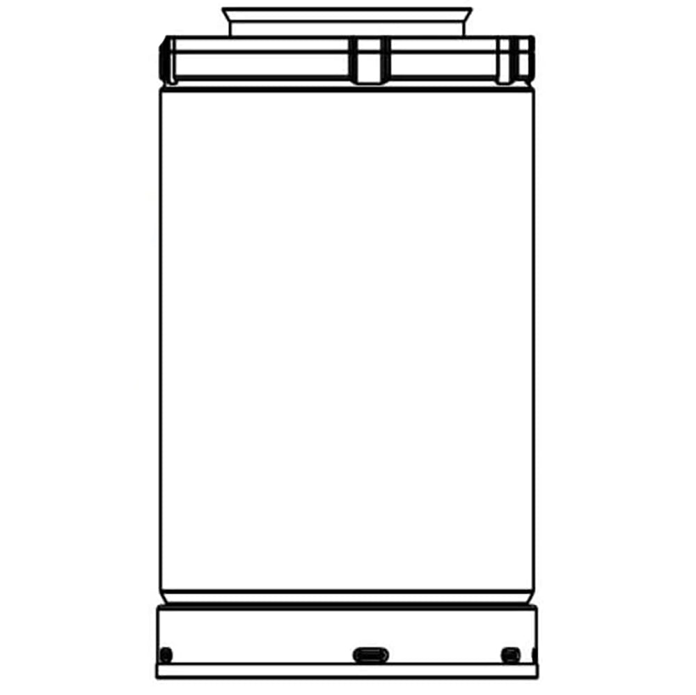 Black slip section (2–6 in) with top and bottom couplings, front view