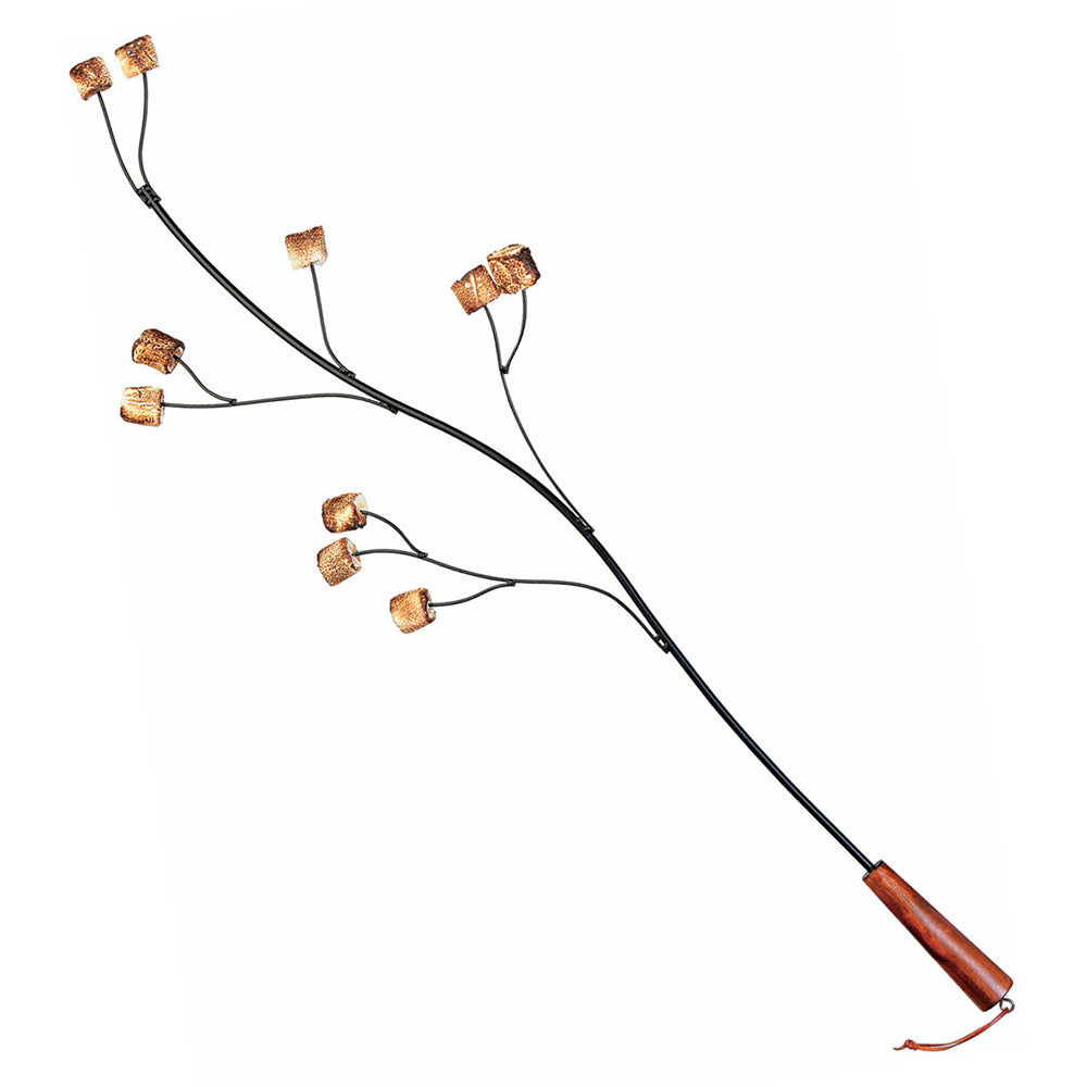 Marshmallow roasting stick with bent black arms and small square marshmallow holders