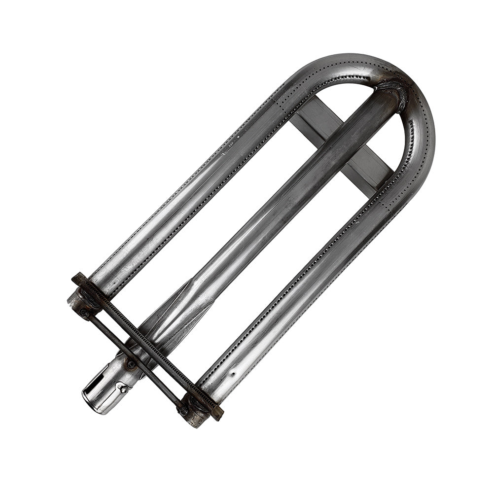 Stainless steel convection U-burner with ignition tube and black insulating covers