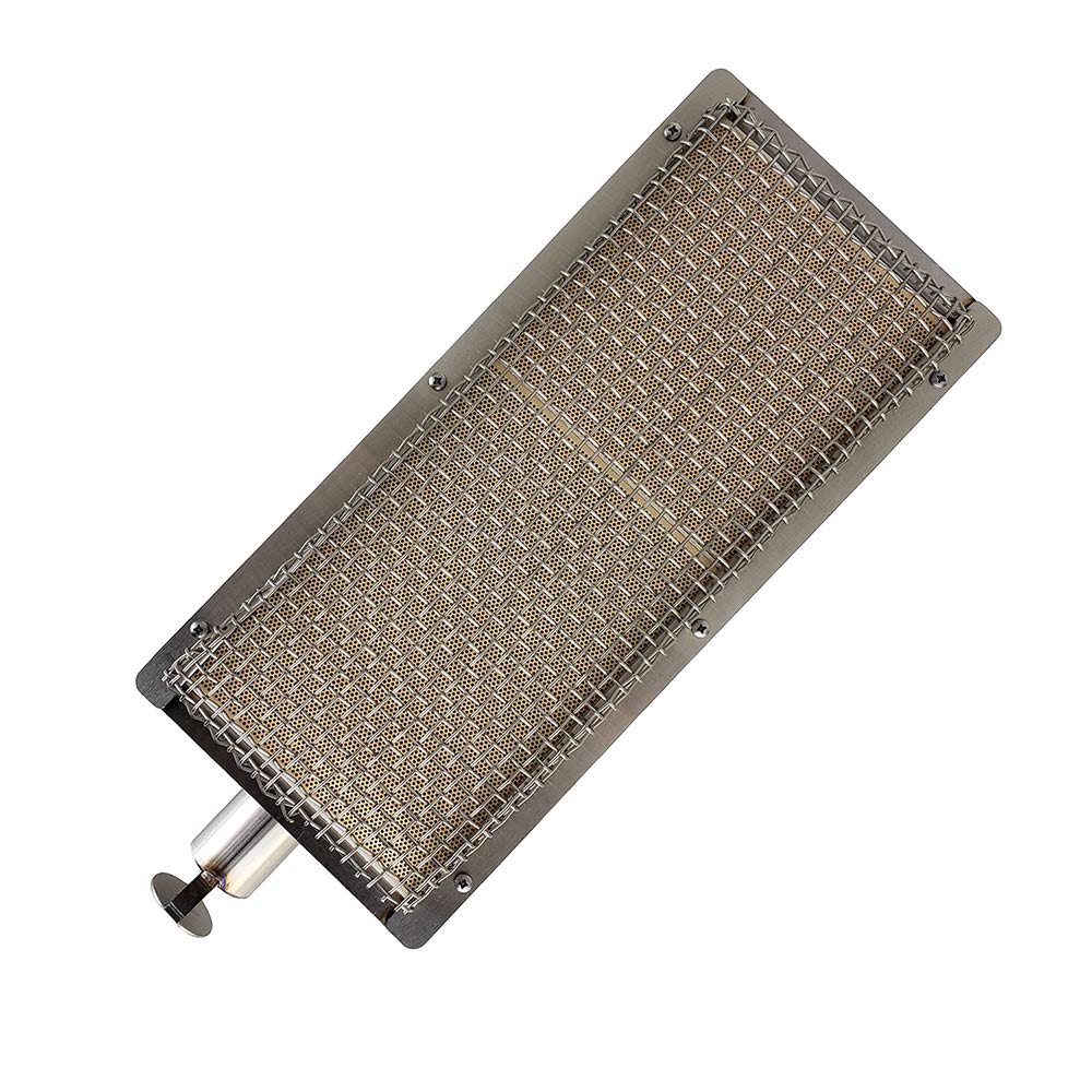 Infrared grill burner with stainless mesh screen, rectangular frame and mounting screws