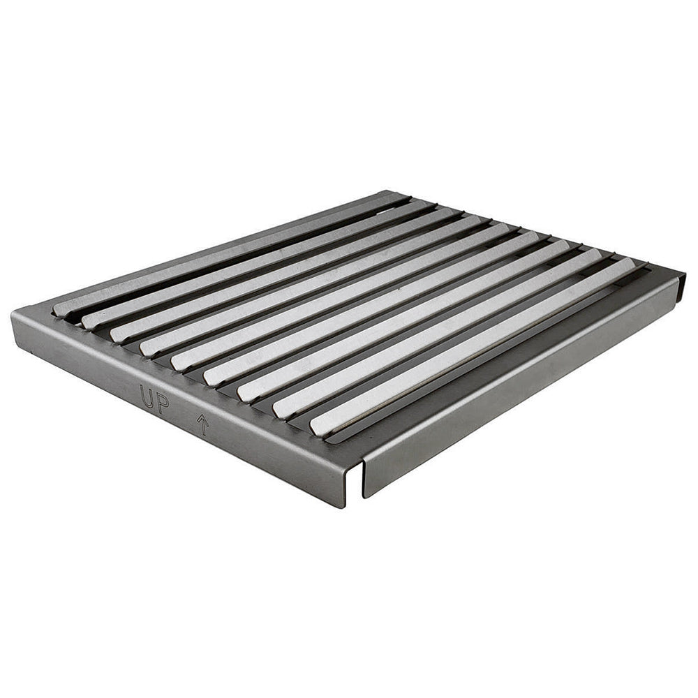 Stainless steel grill grate with parallel bars, rectangular frame, for single burner