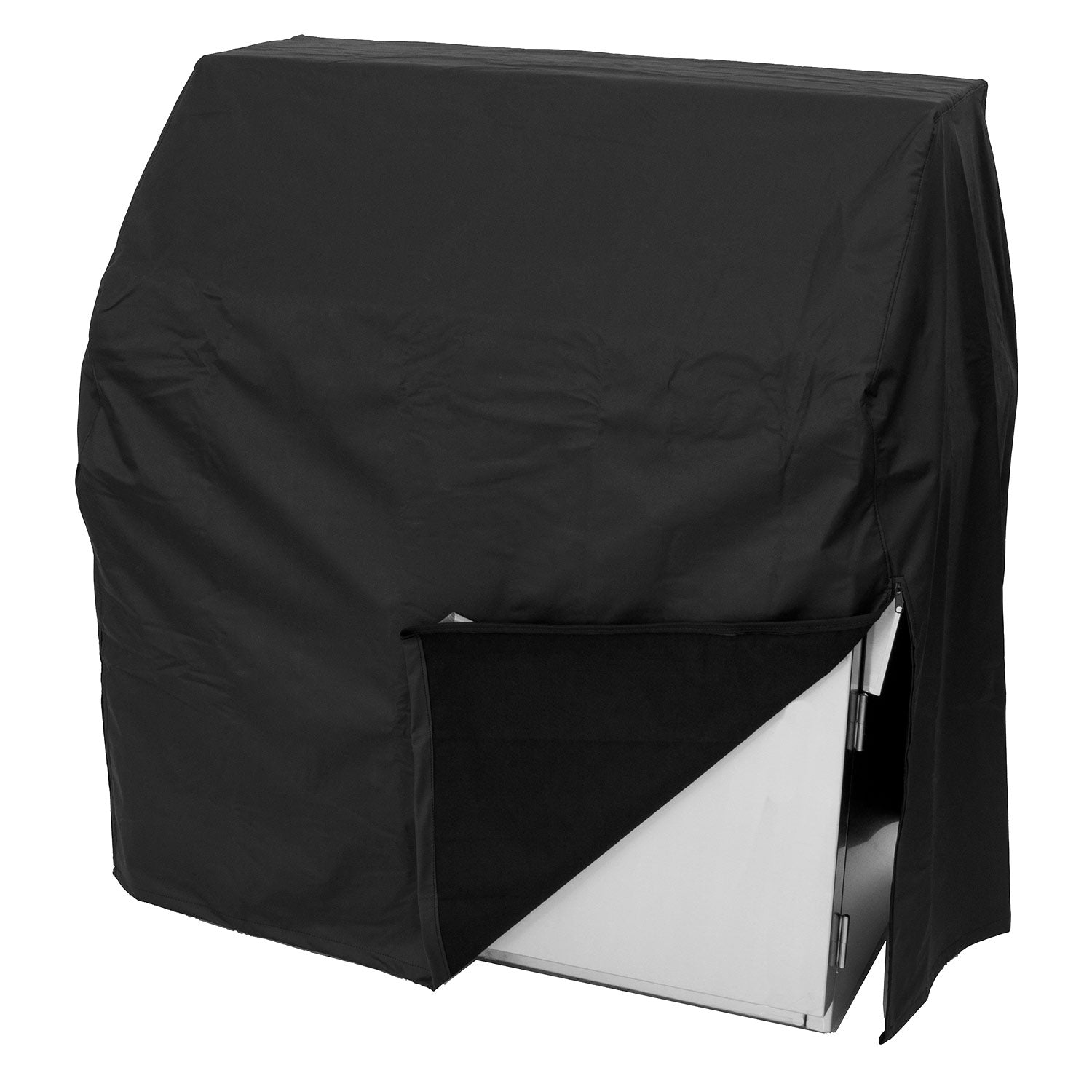 36-inch freestanding grill cover, black fabric with zippered front panel