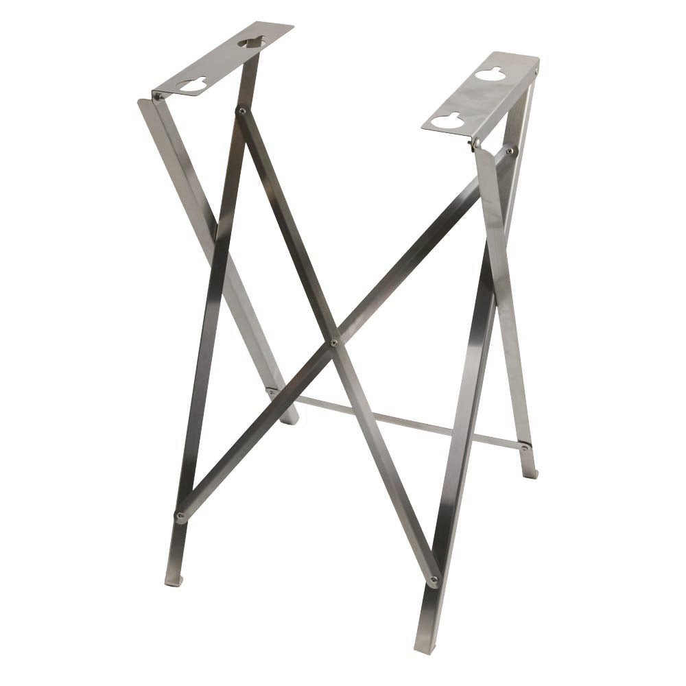Folding metal stand for portable infrared grill, with two side platforms