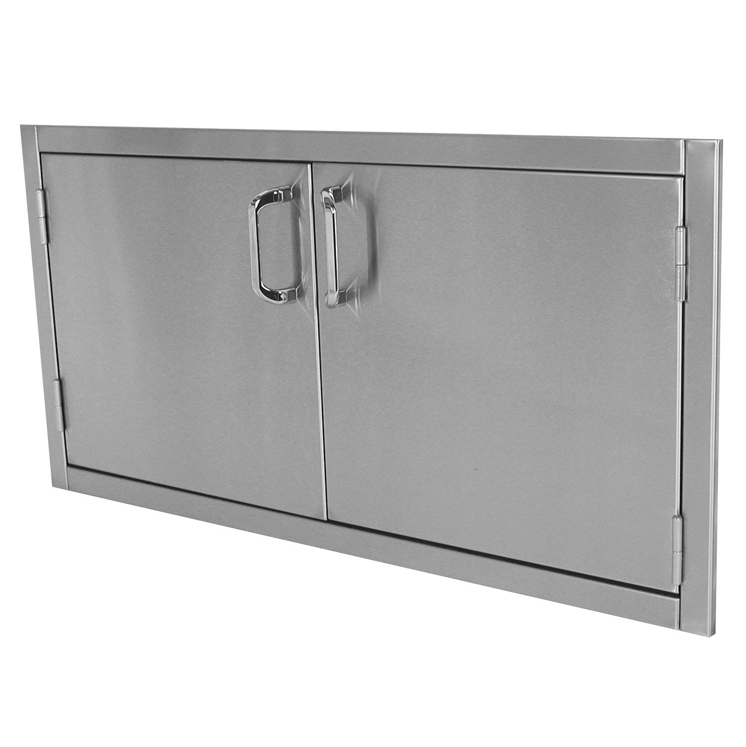42-inch flush mount double access doors, two hinged panels, latch