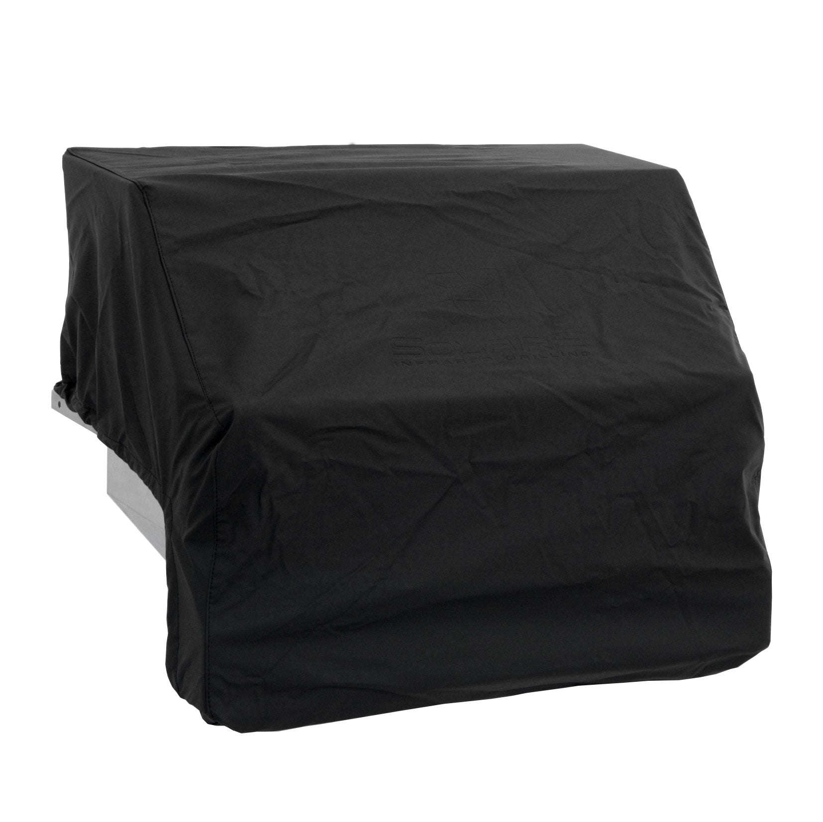 Black grill cover for 27-inch built-in standard grill, fitted with elastic hem