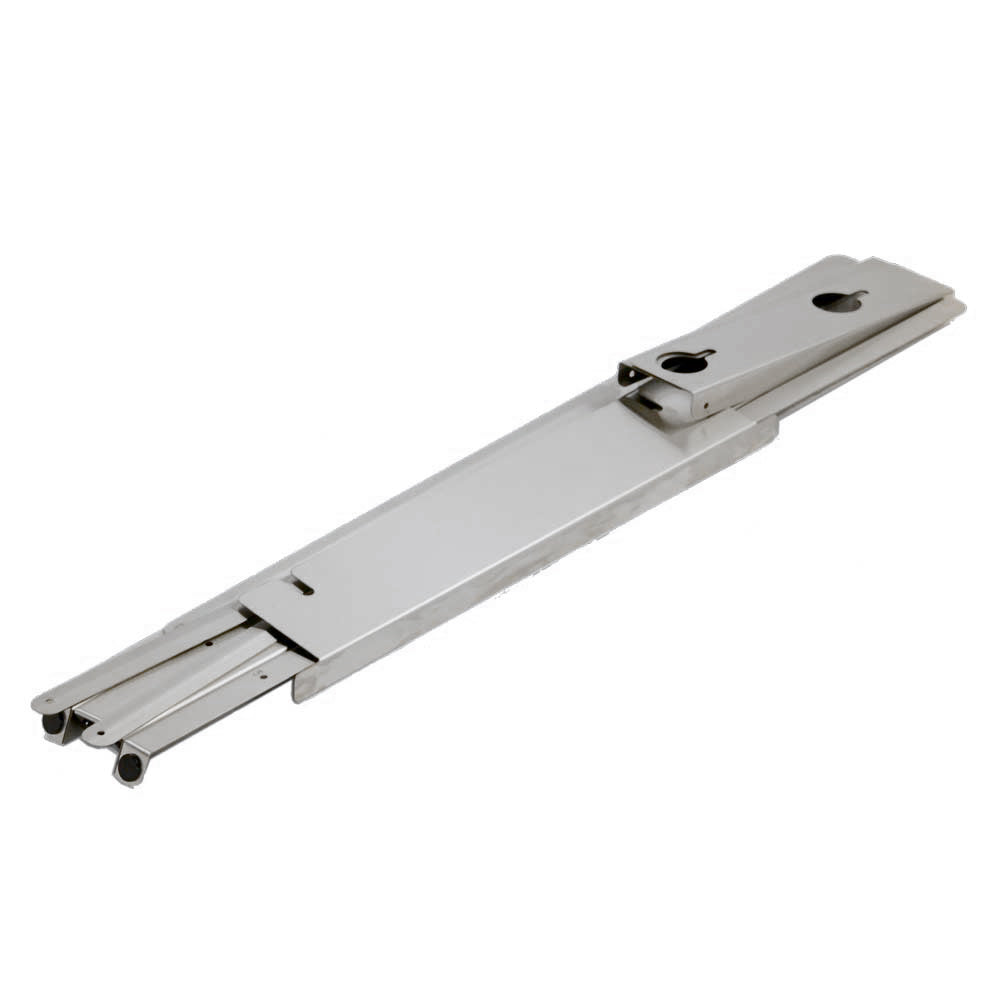 Stainless infrared grill burner housing with ports and end fittings
