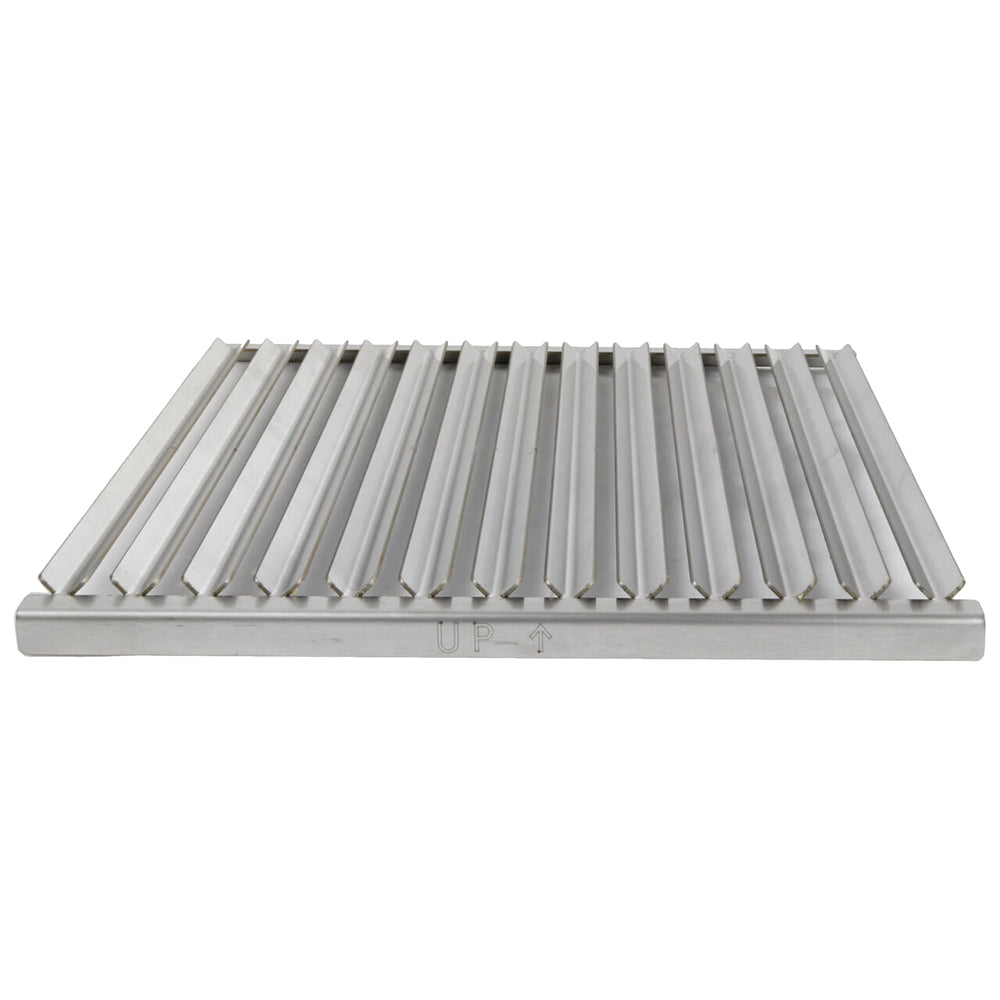 Stainless steel V-channel grill grate, flat frame with parallel heat bars
