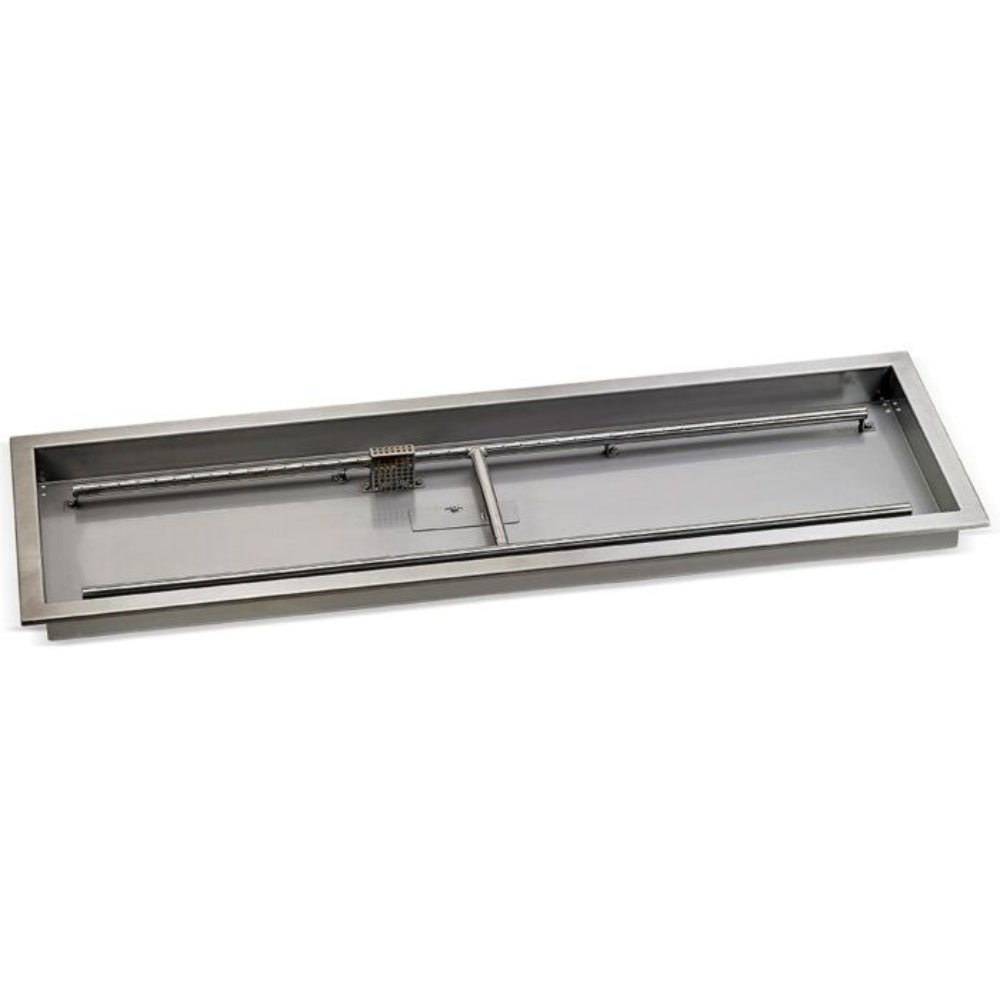 American Fire Products Rectangular Stainless Steel Drop-In Pan Fire Pit Kit with Flame Sensing Spark Ignition