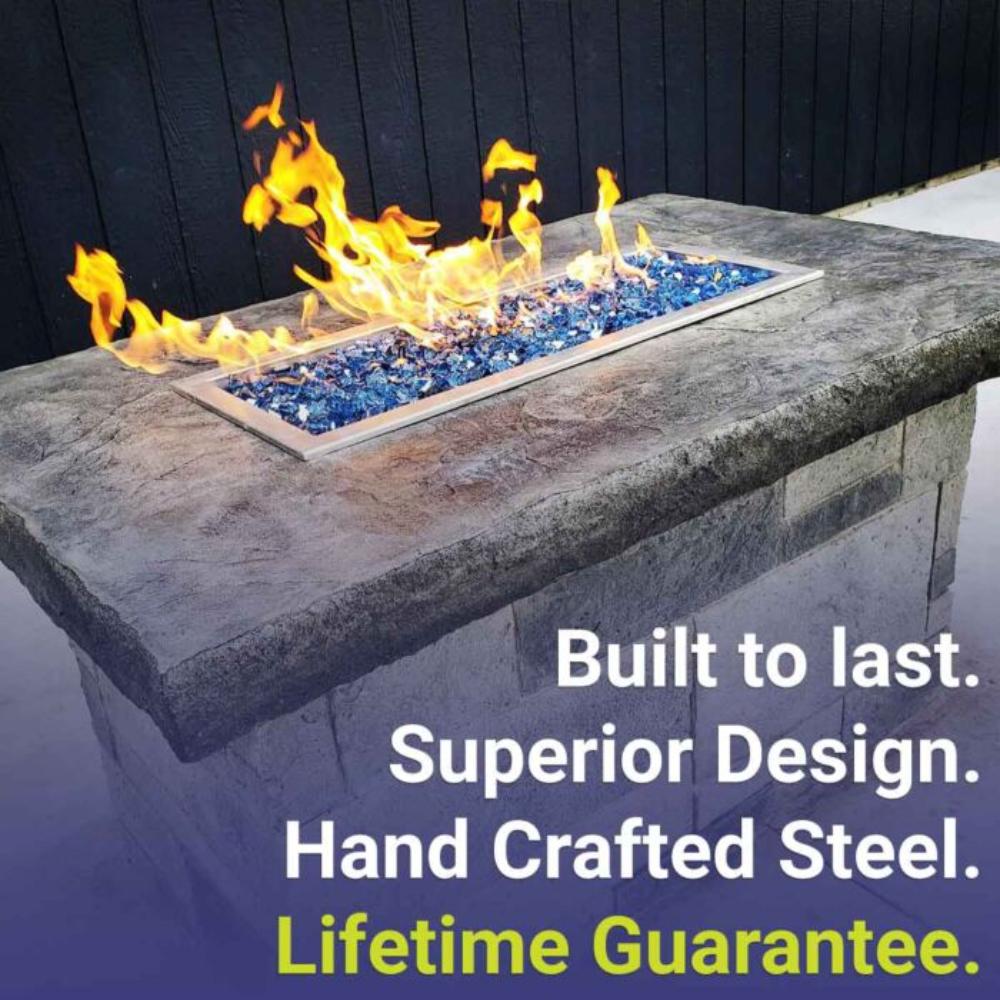 American Fire Products Rectangular Stainless Steel Drop-In Pan Fire Pit Kit with Electronic Ignition