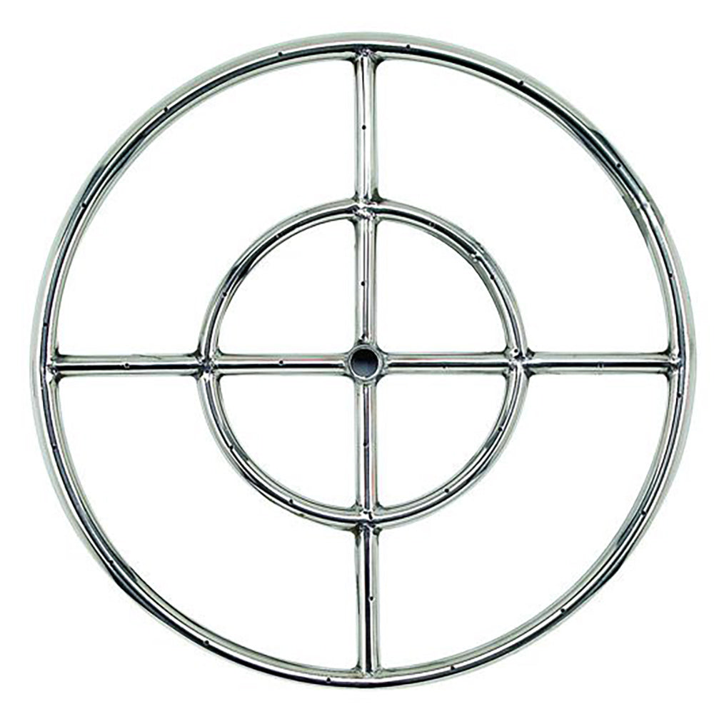 Stainless steel round fire pit burner grate with inner ring and spoke grid