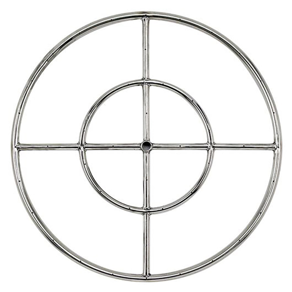 Stainless steel circular fire pit burner grate with three concentric rings