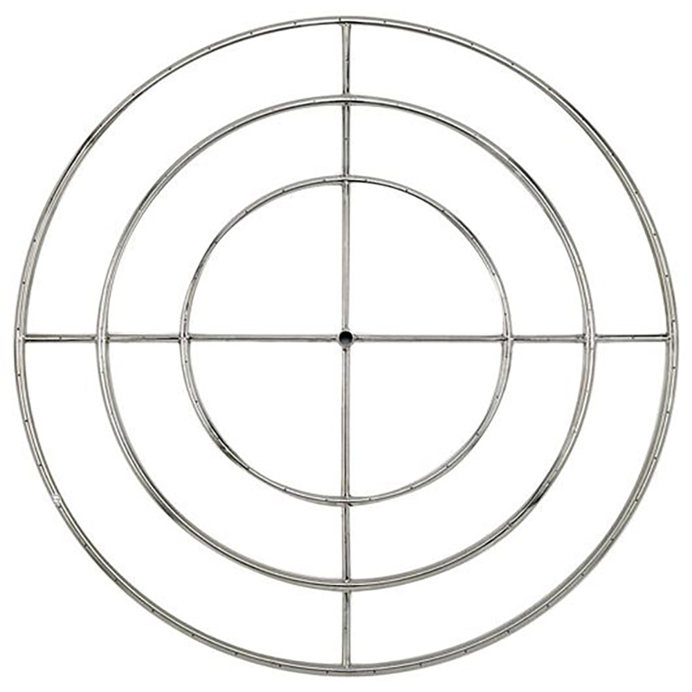 Stainless steel round fire pit burner with concentric ring grates