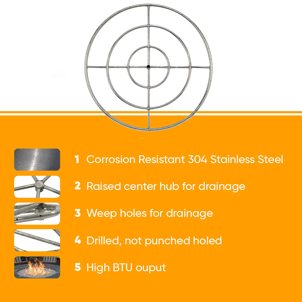 Spotix Round AFG Match Lit Fire Pit Burner Kits