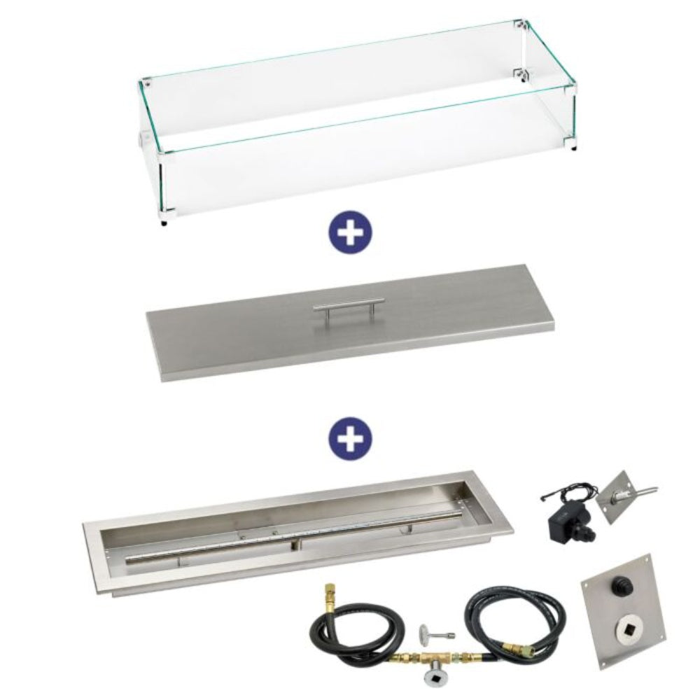 American Fire Products Linear Channel Stainless Steel Drop-In Pan Fire Pit Kit with Spark Ignition