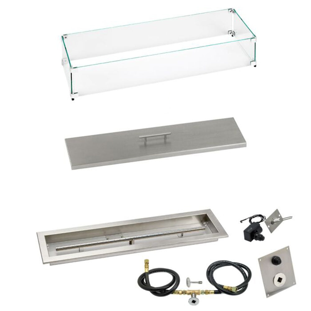 American Fire Products Linear Channel Stainless Steel Drop-In Pan Fire Pit Kit with Spark Ignition