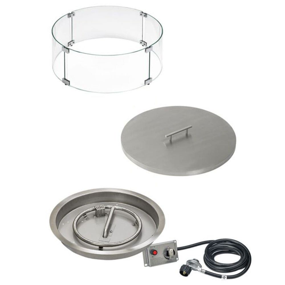 American Fire Products Round Stainless Steel Drop-In Pan Fire Pit Kit with Flame Sensing Spark Ignition
