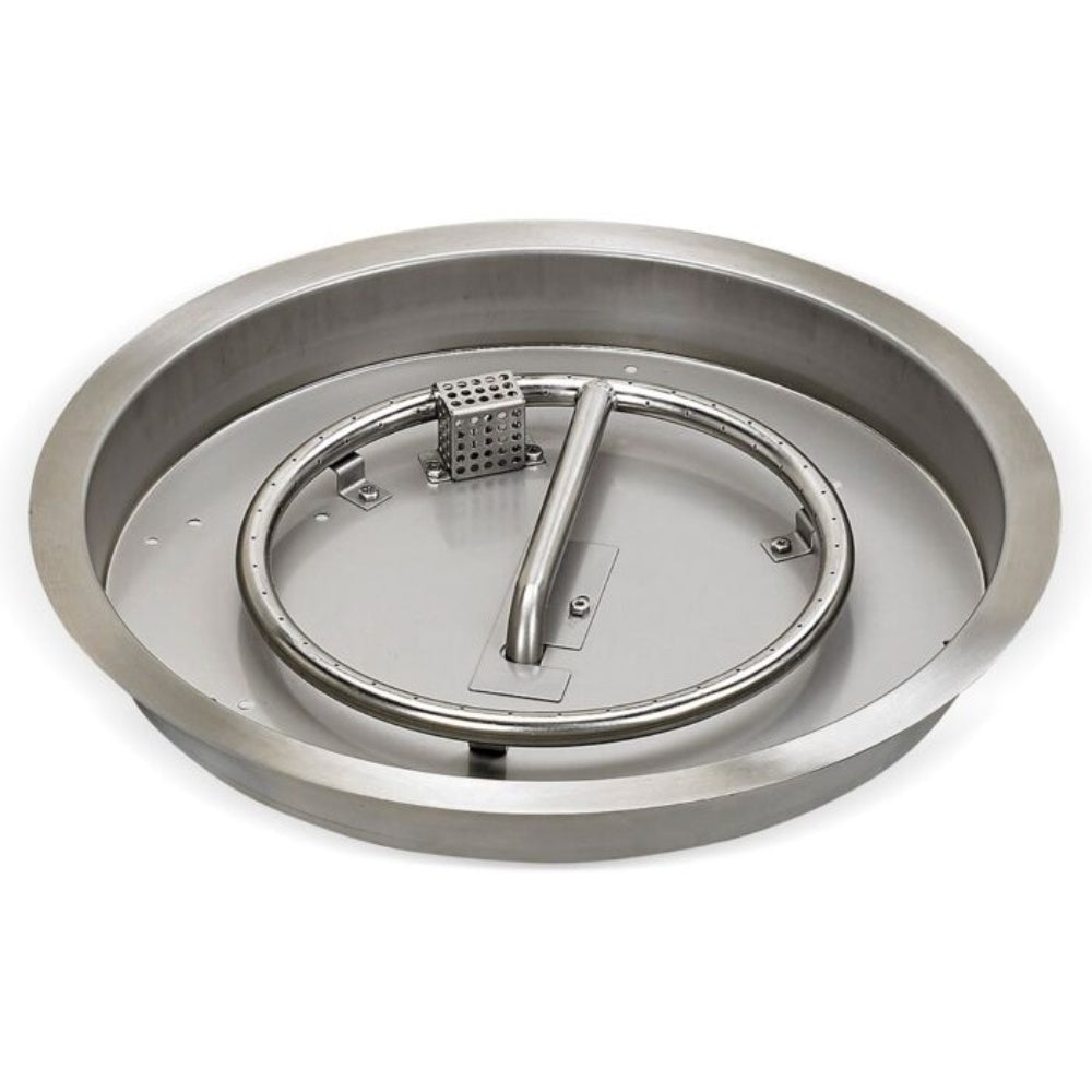 American Fire Products Round Stainless Steel Drop-In Pan Fire Pit Kit with Flame Sensing Spark Ignition