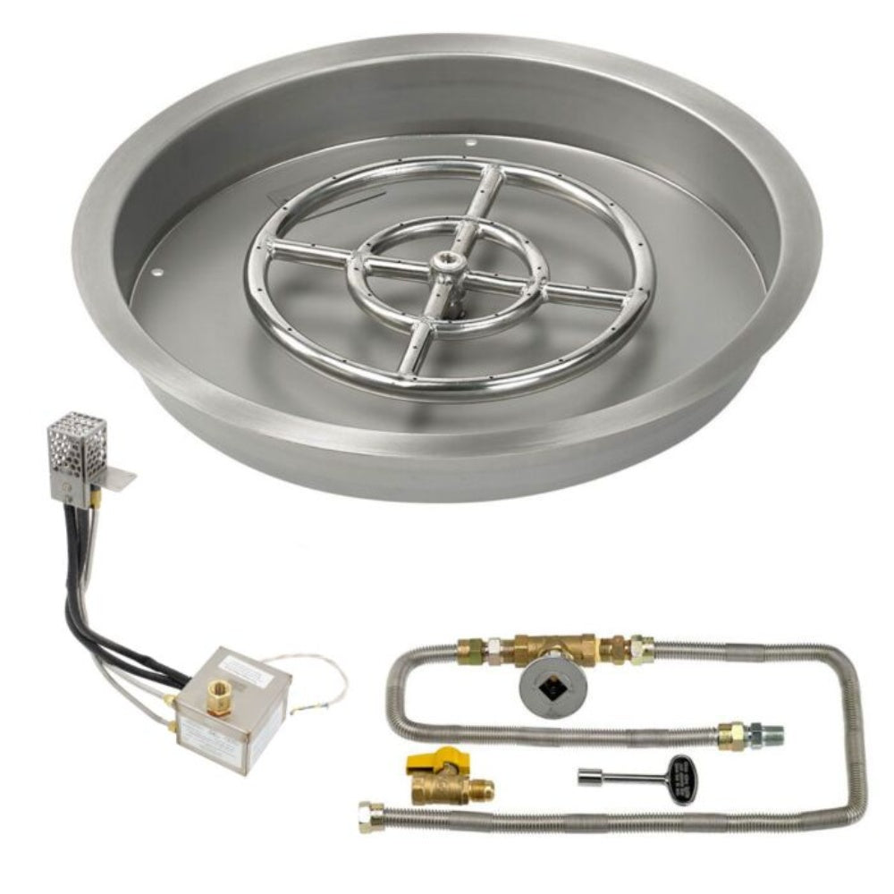 American Fire Products Round Stainless Steel Drop-In Pan with Burner and Electronic Ignition