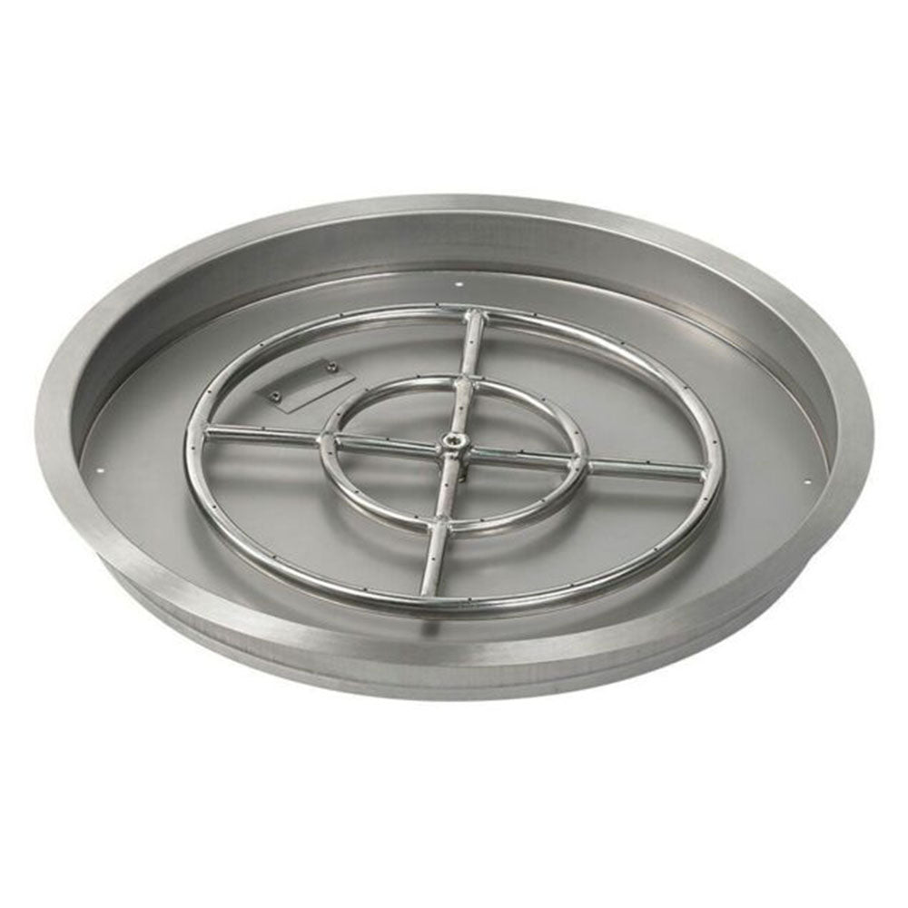 American Fire Products Round Stainless Steel Drop-In Pan Fire Pit Kit with Burner and Electronic Ignition