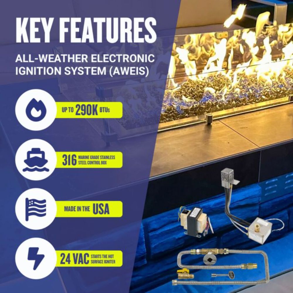 American Fire Products Rectangular Stainless Steel Flat Pan with Electronic Ignition