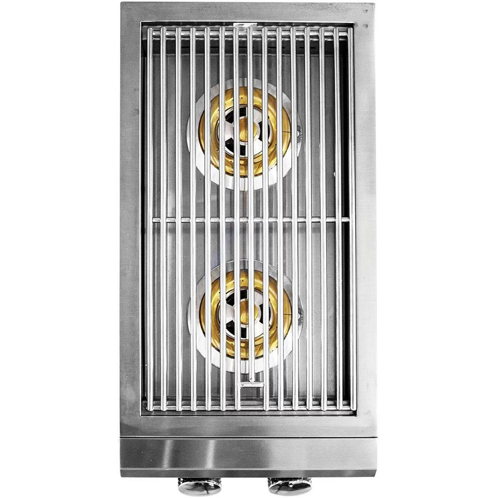 Stainless steel built-in double side burner with two visible flame ports