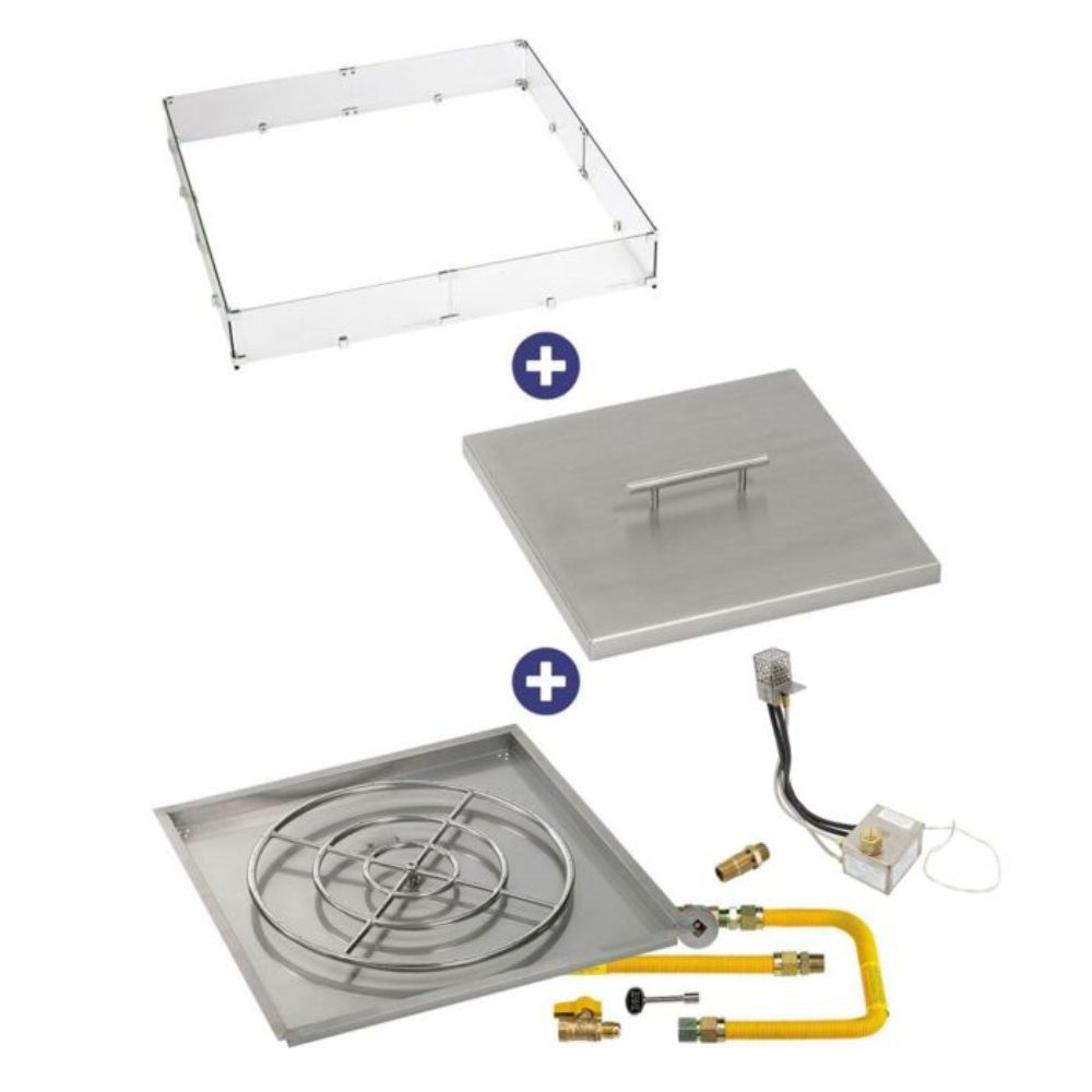 American Fire Products 36-Inch Square Stainless Steel Flat Pan with 30-Inch Burner and High-Capacity Electronic Ignition
