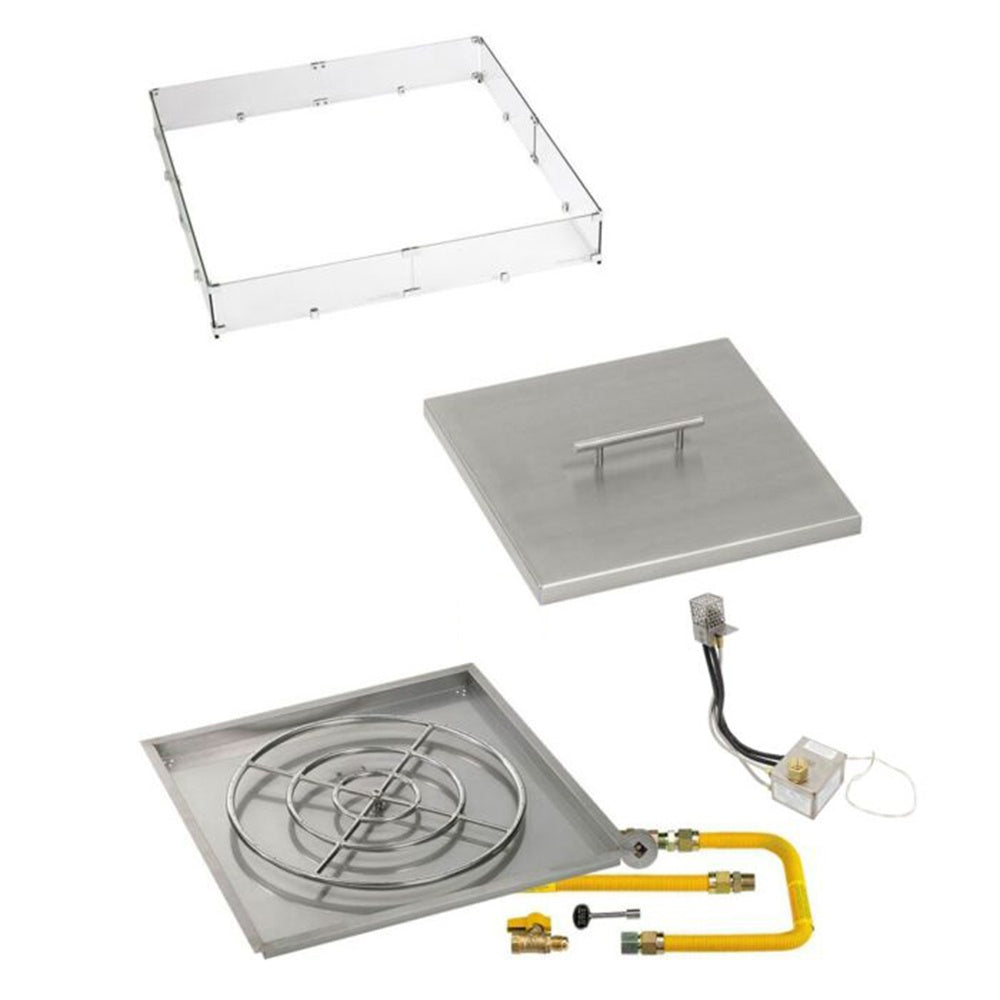 American Fire Products 36-Inch Square Stainless Steel Flat Pan with 30-Inch Burner and High-Capacity Electronic Ignition