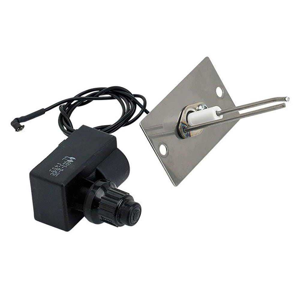 Spark igniter module with wire lead and metal mounting bracket for fire pit kit