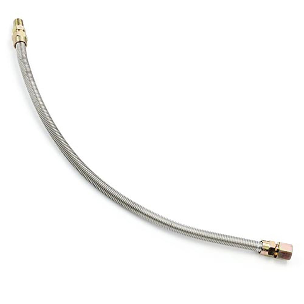Stainless steel gas flex line with brass ends, 1/4 in ID; 1/2 FIP x 3/8 MIP