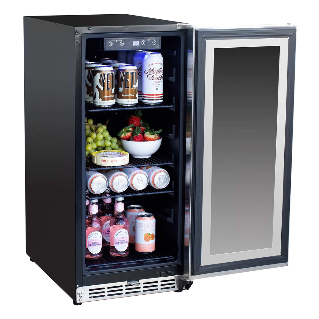 Summerset 15-Inch Outdoor Rated Refrigerator with Glass Door