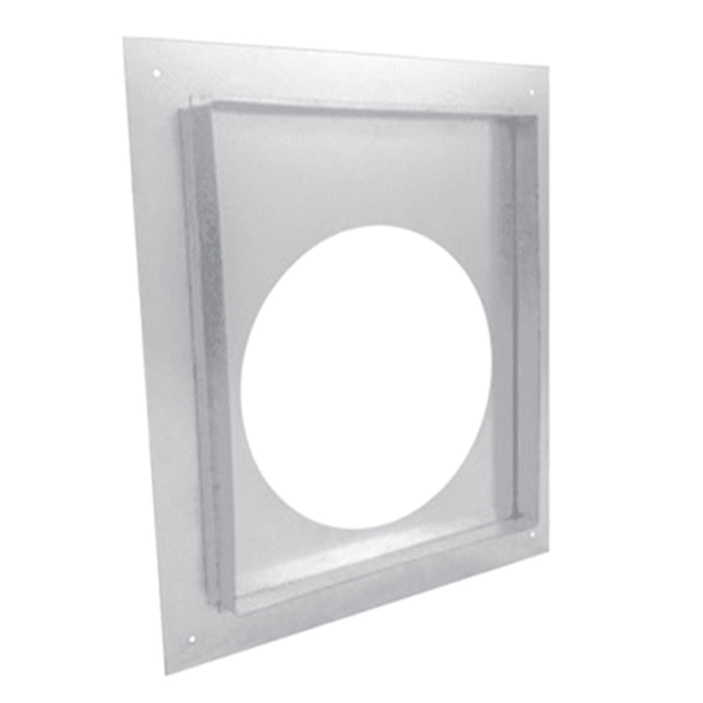 Metal firestop wall plate with round vent opening