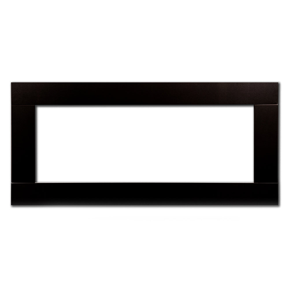 Black extra-deep decorative fireplace surround with rectangular opening and sleek trim