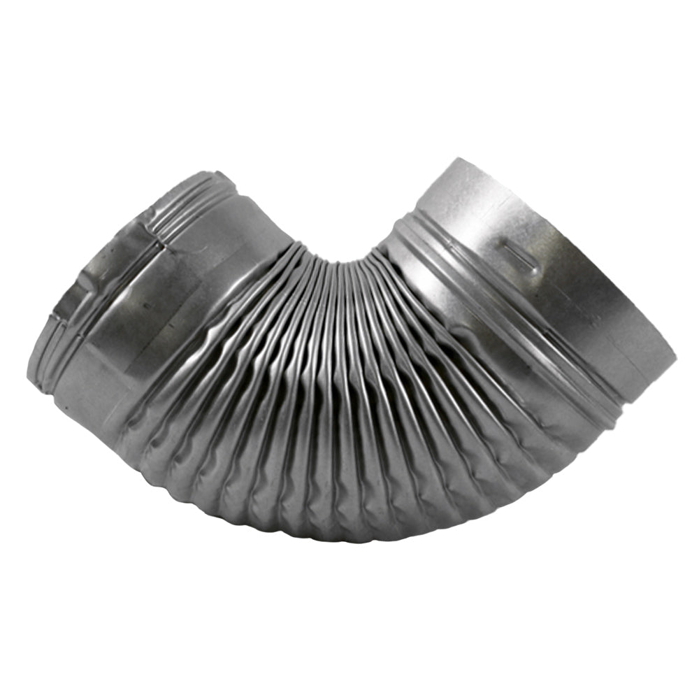 Metal 90-degree elbow duct connector with ribbed section for 4.5x7.5 SecureVent
