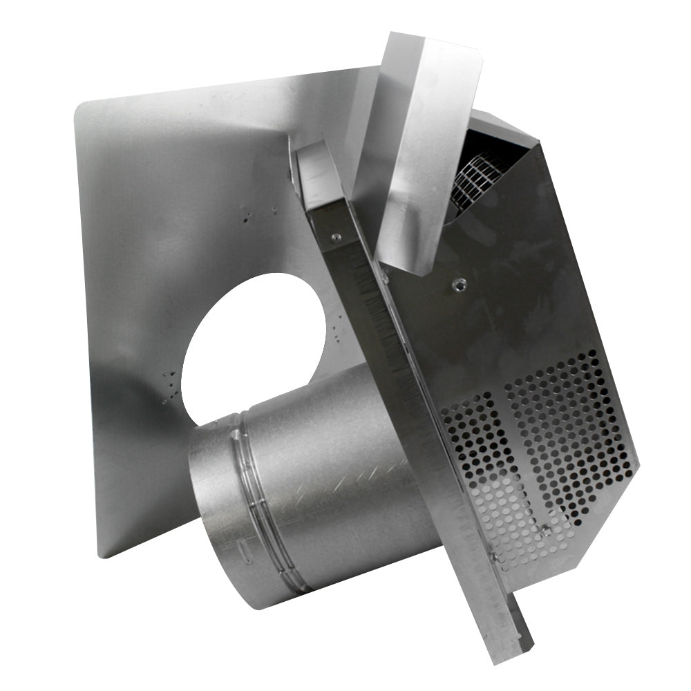 Metal horizontal vent termination kit with perforated grille and round collar