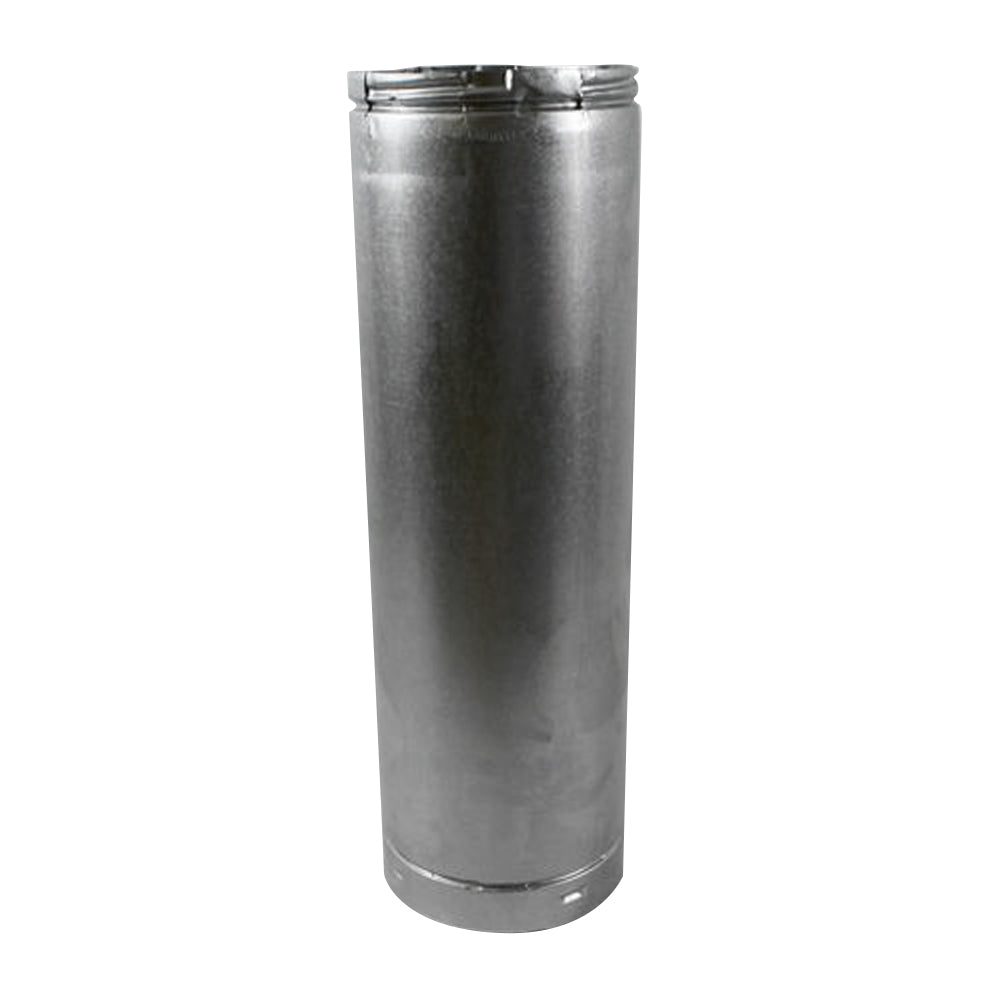 24-inch rigid stove pipe for direct vent, silver metal with top locking rim