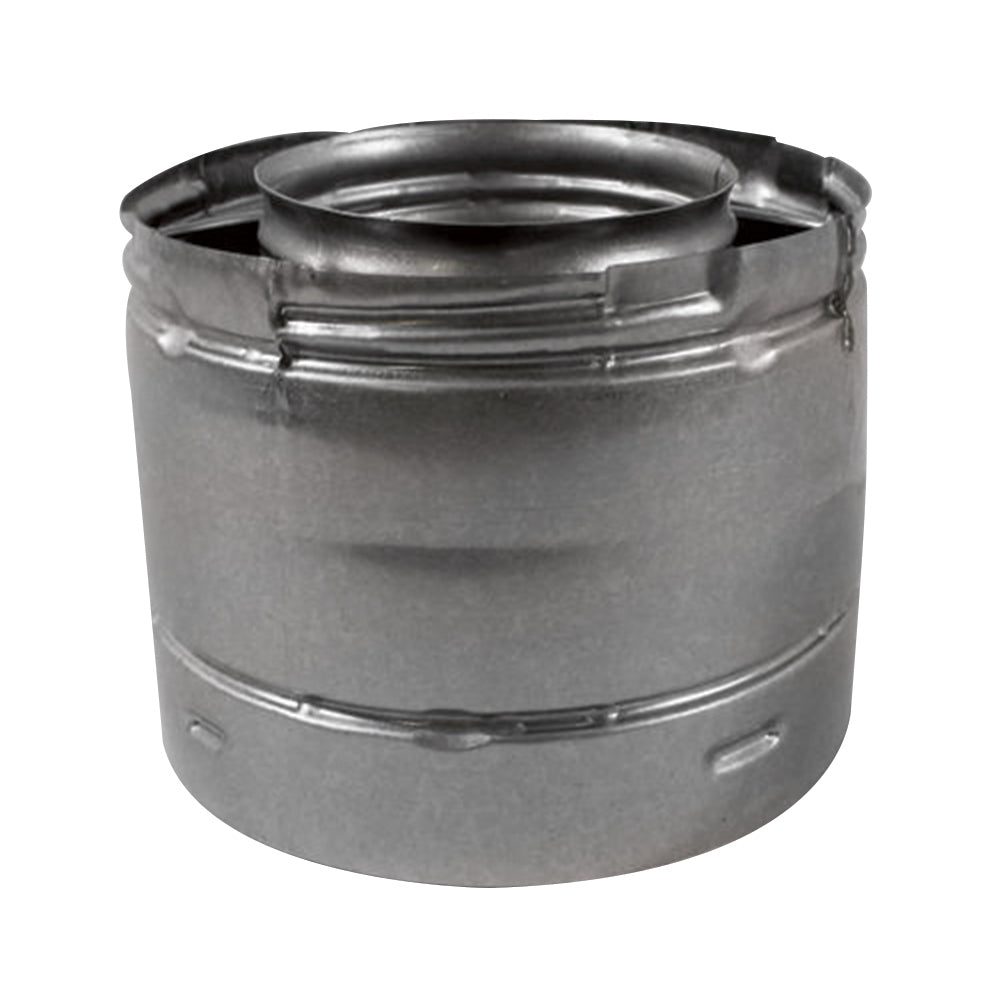 6-inch rigid stove pipe section, galvanized steel with crimped ends and lock seams