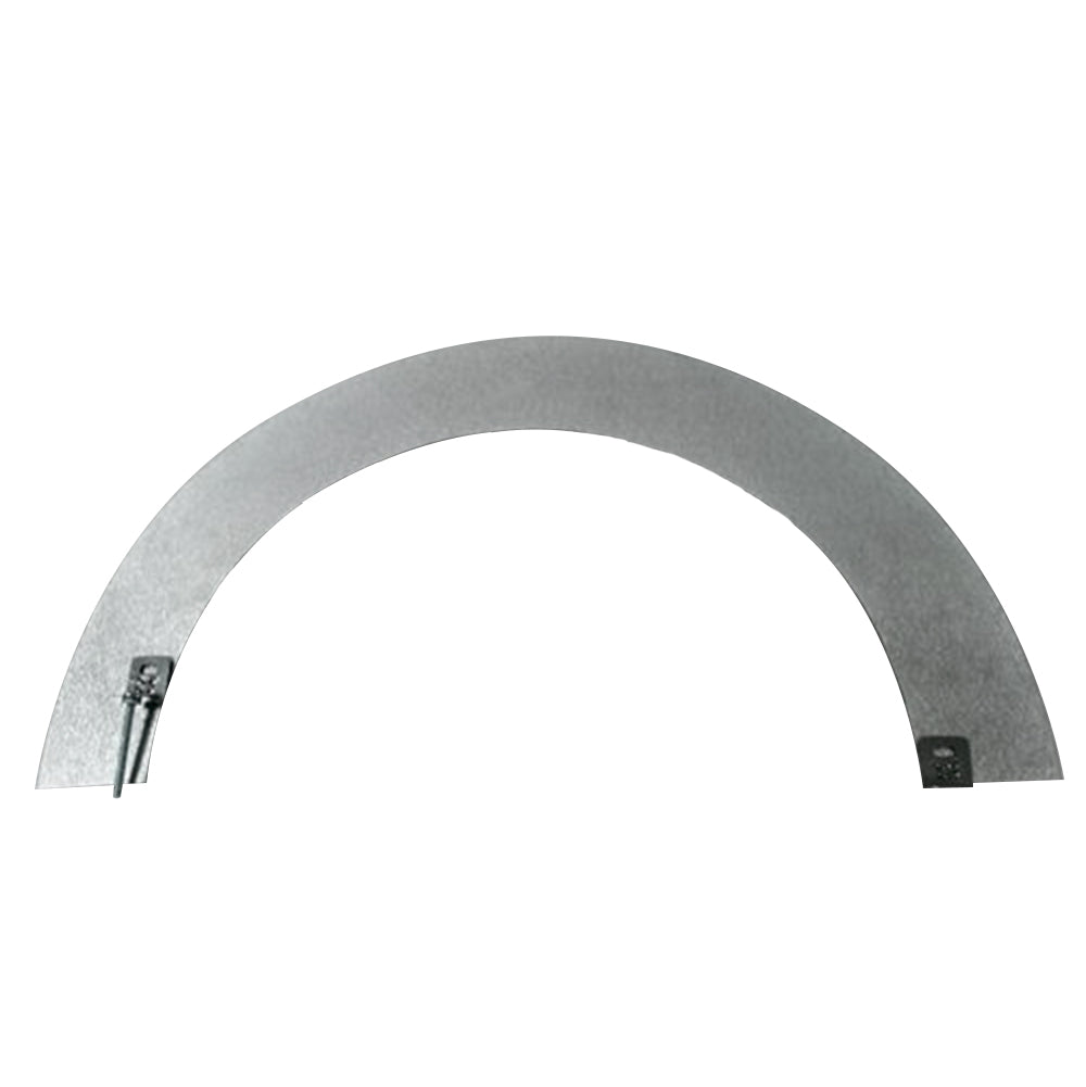 Direct vent storm collar, gray metal arched flange with mounting tabs