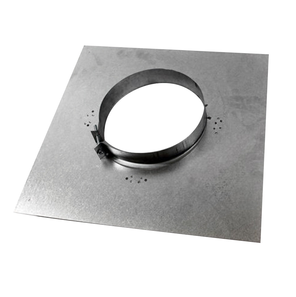 Metal support plate with circular flue collar opening, for 4.5x7.5-in direct vent